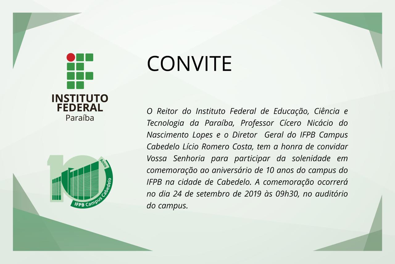 Convite 10 Anos Campus Cabedelo