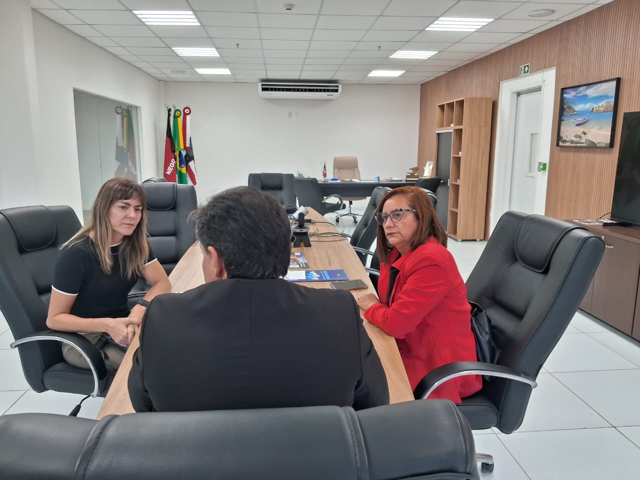 Reitora Mary Roberta e diretora-geral Turla Alquete em reunião com secretário da Segurança, Jean Nunes  3.jpeg