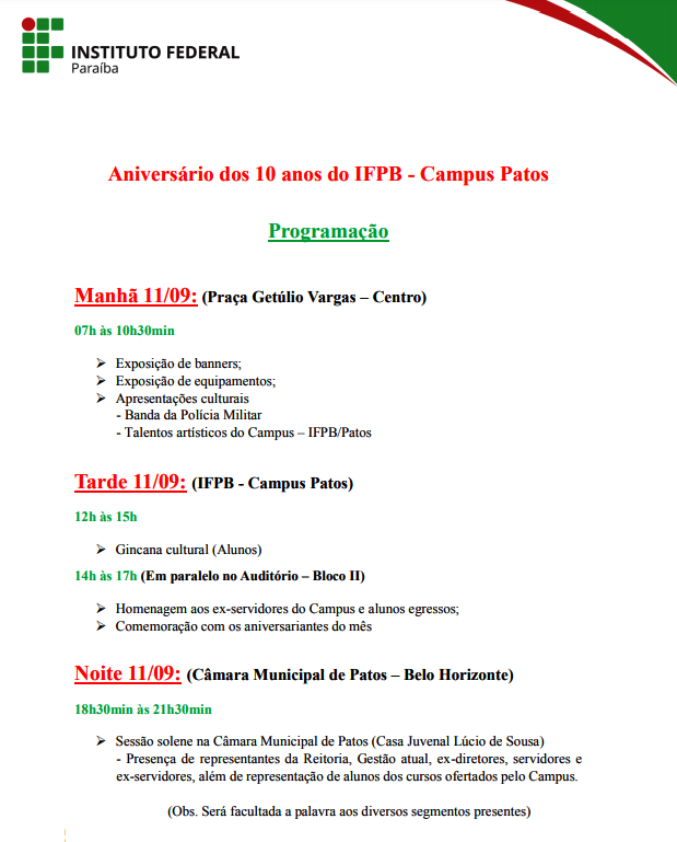10 anos Campus Patos