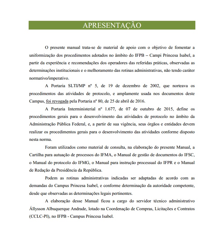 Manual de Procedimentos