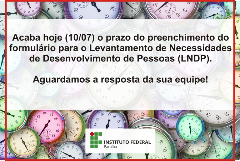 Fim do prazo LNDP