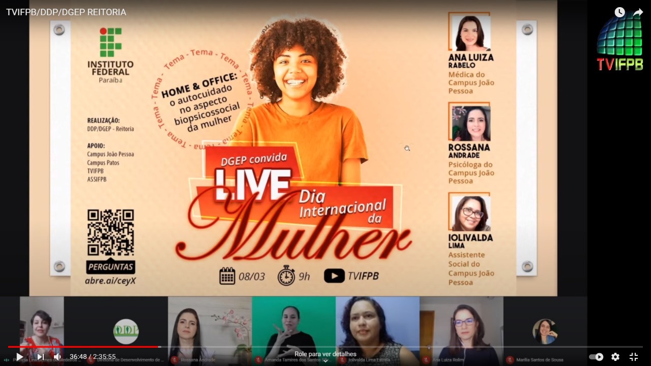 Tema da live: Home e office - o autocuidade no aspecto biopsicossocial da mulher