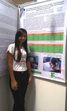 Jéssica apresentou um pôster sobre um projeto de extensão do Campus Sousa