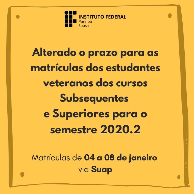 Alteração prazo matrículas